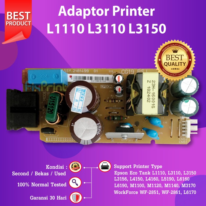Adaptor Power Supply Epson L1110 L3110 L3150 L4150 Printer L4160 L5190 FI796