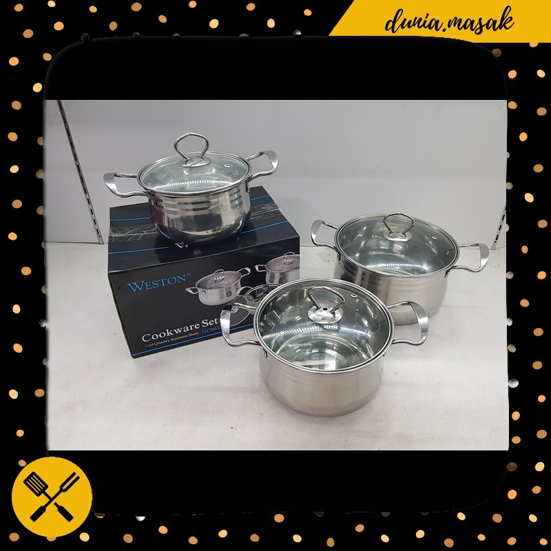 Panci Set Stainless Weston Nc003 ( Bisa Untuk Kompor Induksi ) Unik Murah Berkualitas
