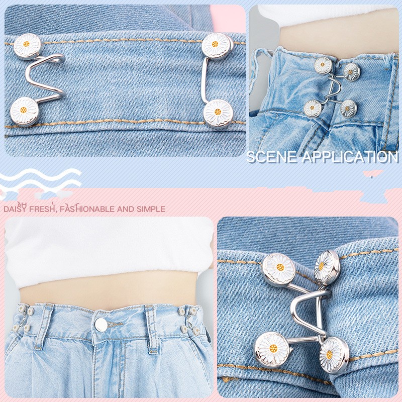 6pcs/Set Daisy Adjustable Disassembly Jeans Waist Button For Shorten Waist Belt