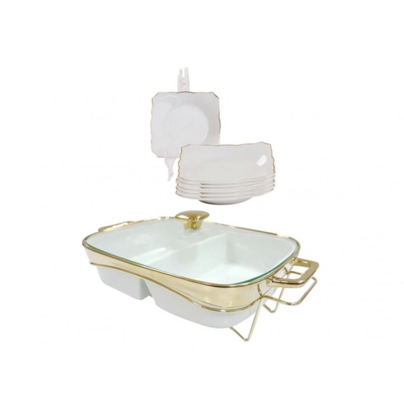 BUNDLING FOOD WARMER PRASMANAN VICENZA WHITE GOLD GRATIS 1LUSIN PIRING