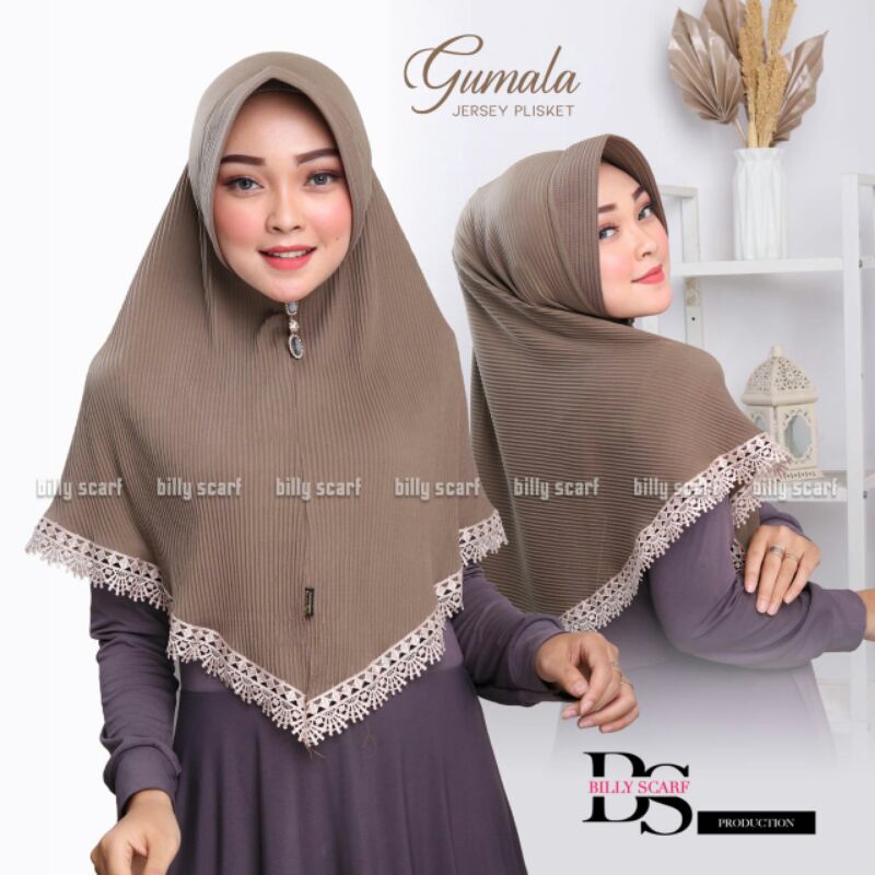 Jilbab Khimar Instan Simpel Gumala Plisket Ori Billy Hijab