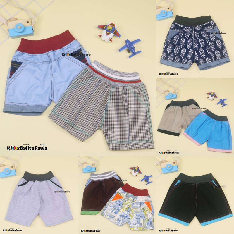 Celana Boxy uk 3-5 Tahun / Pants Anak Laki Cowok Pendek Polos Murah Boxer Harian Kantong Tebal Adem