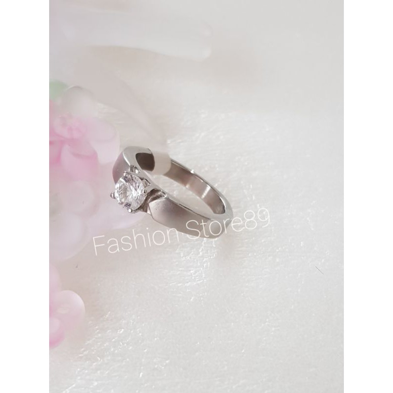 impor cincin nikah tunangan fashion cewek cowok halal titanium white antikarat silver dove kombinaso