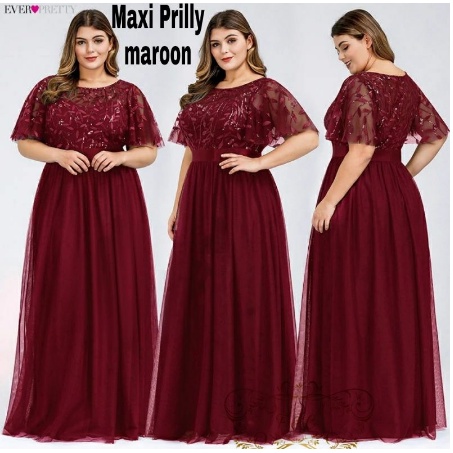 Baju Gamis Wanita Terbaru 2021 Model Pesta Kekinian Brukat maxy prilly Super Jumbo XXL LD120