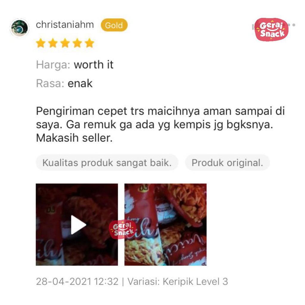 [TERLARIS] Keripik Maicih Bob Logo Hadap Depan Asli Bandung 100g