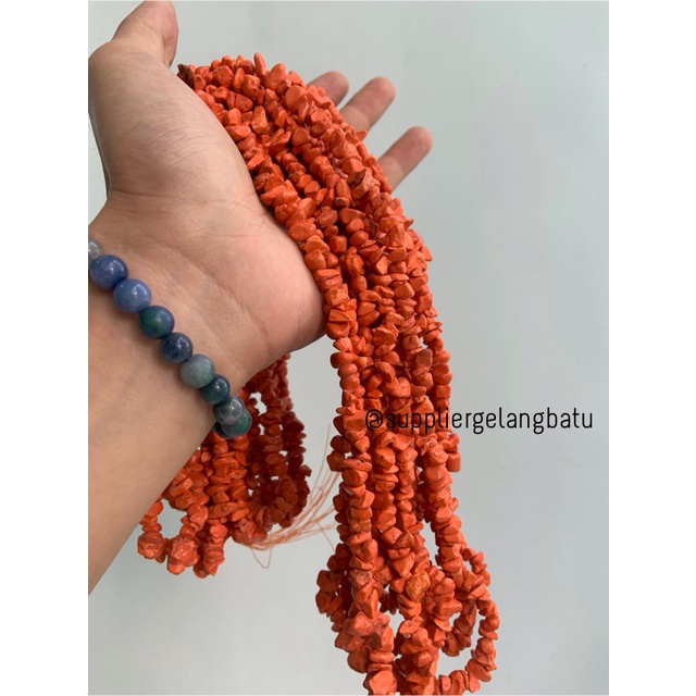 kerikil Batu alam orange turquoise pirus oren 1cm phyrus howlite craft