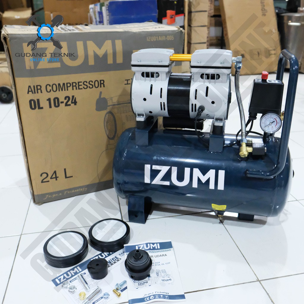 IZUMI KOMPRESOR ANGIN OILLESS 1HP OL1024 AIR COMPRESSOR IZUMI OL 1024 KOMPRESOR ANGIN 1HP 24 LITER