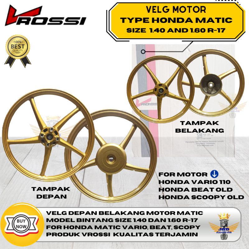 Velg Pelk Copy RCB Vrossi Honda Matic Vario 110 Beat Old Scoopy Old Size Depan 140 R17  Belakang 160