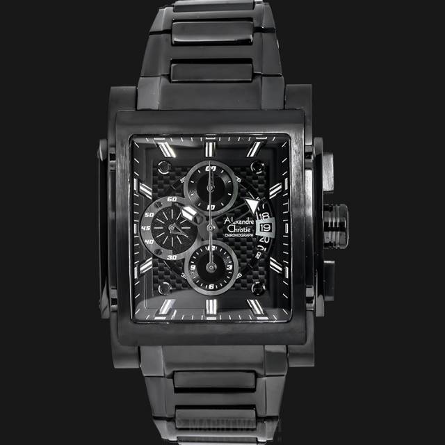 Tangan Alexandre Christie AC 6405 MC Rantai Full Black Pria / Cowok Original