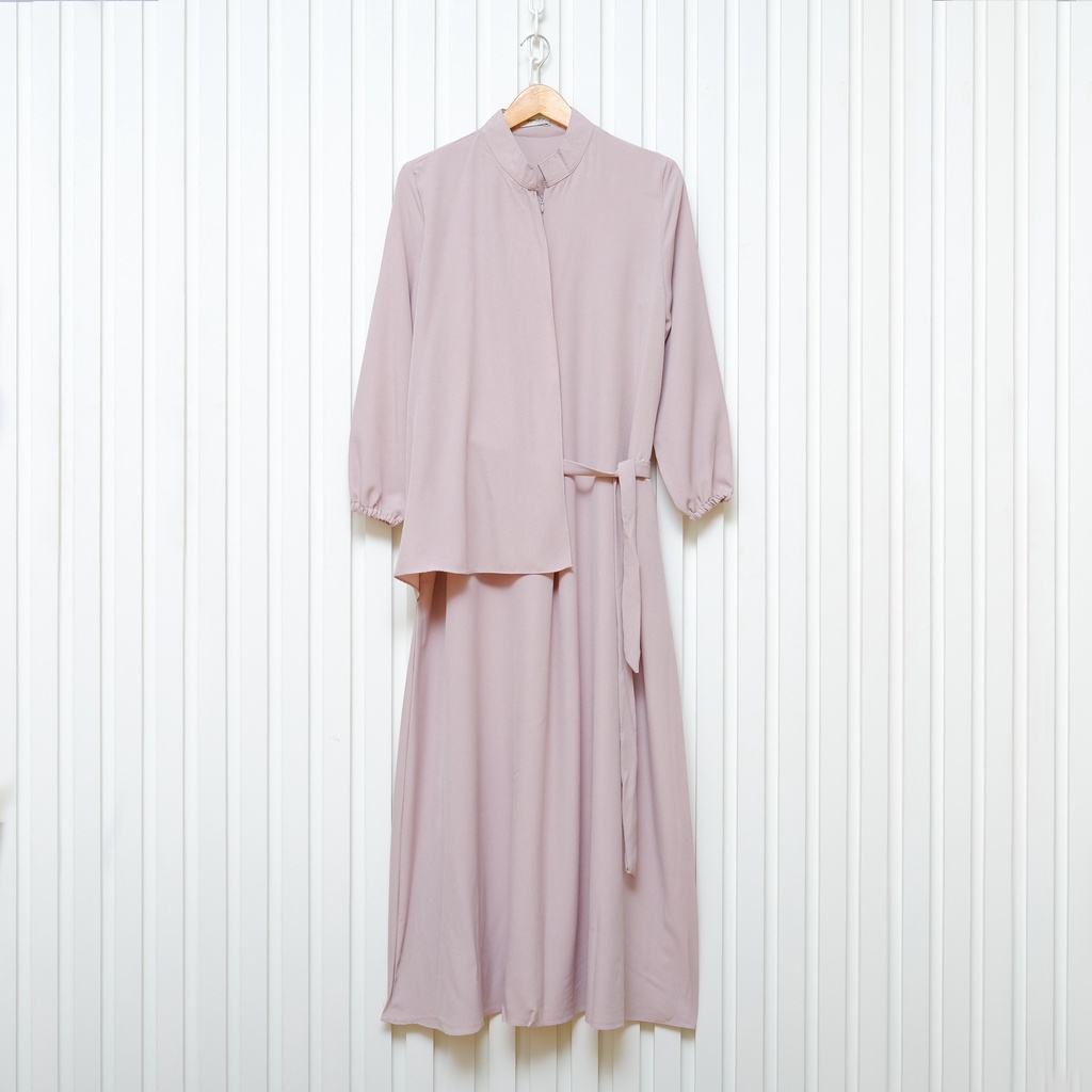 Mayoutfit Macyla Maxidress | Dress Gamis Muslim Kerah Shanghai Model Vest Lipit Tali Samping-8