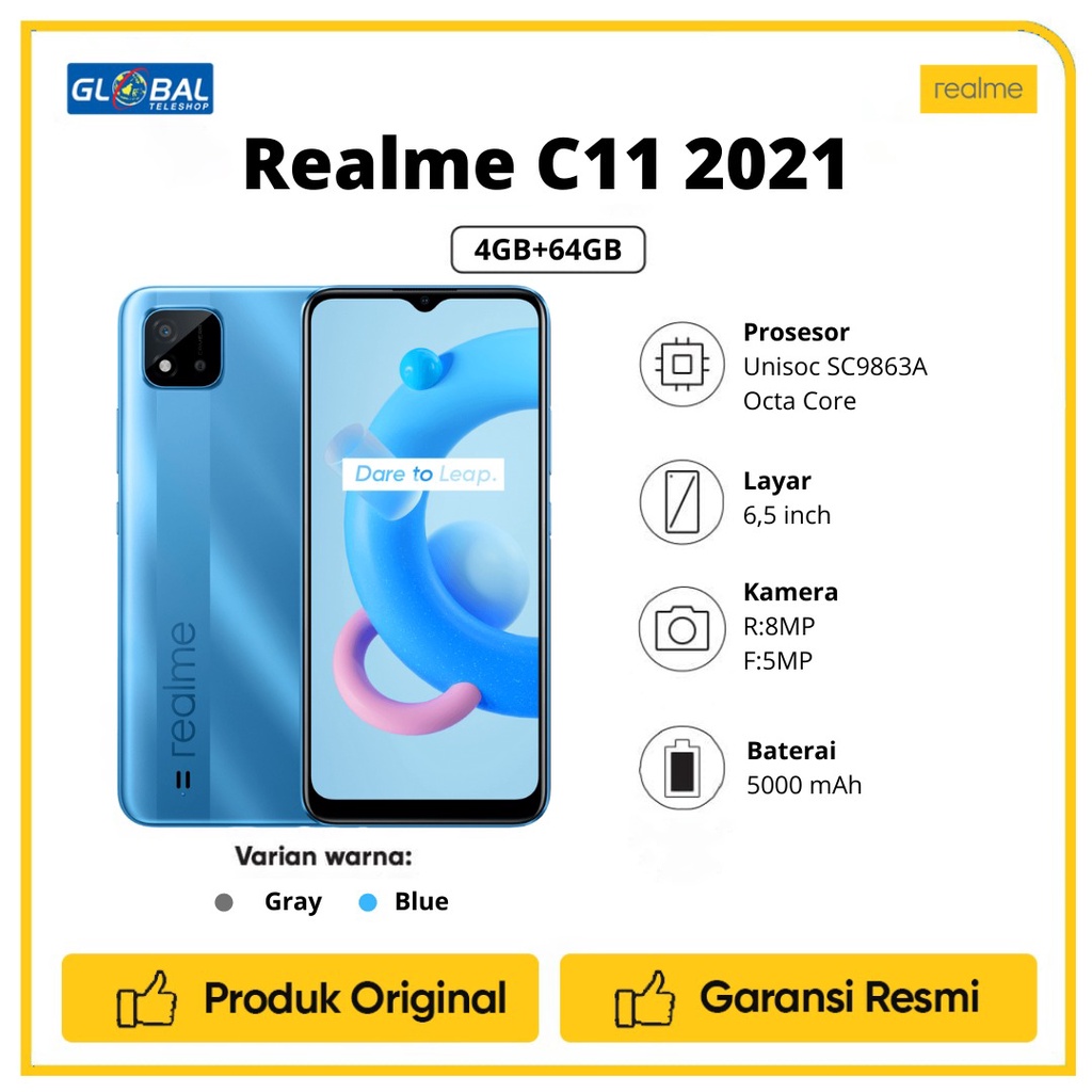 realme c11 2021 smartphone 4 64gb garansi resmi