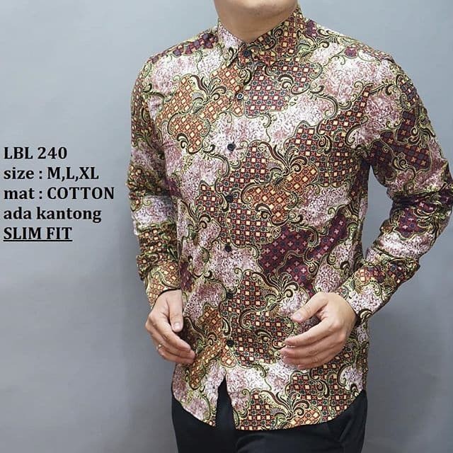 KEMEJA SLIMFIT LBL 240 KEMEJA LENGAN PANJANG BATIK BAHAN KATUN