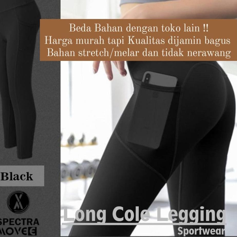 (TERPERCAYA) Legging Sport M-XXL LONG COLE LEGGING kantong celana olahraga wanita legging zumba cela