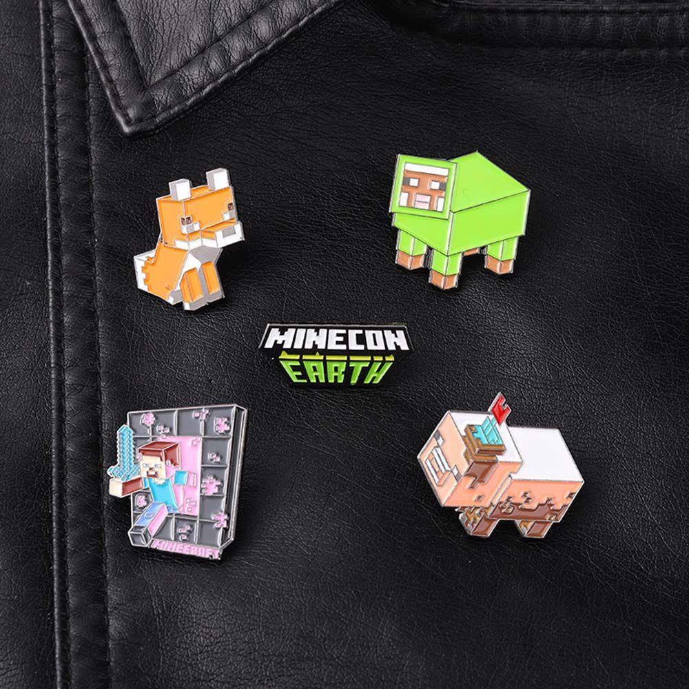 [Elegan] Permainan Duniaku Hadiah Untuk Wanita Pria Kartun Puzzle Mainan Perhiasan Aksesoris Batu Bata Lencana Pin Kerah Pin Bros Pin