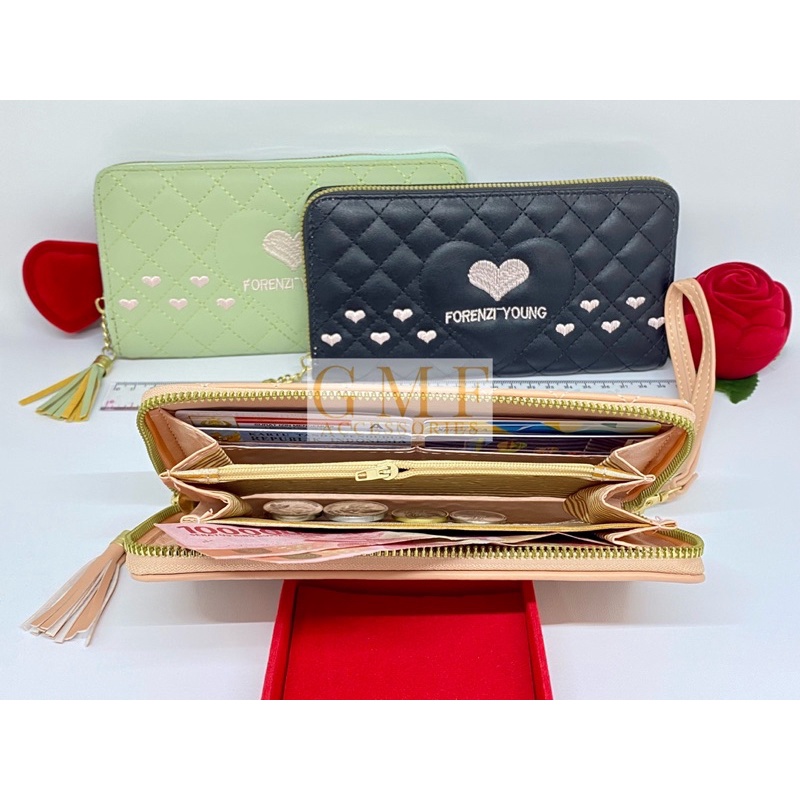 Dompet Wanita Panjang Dompet Uang Kertas Ada Slot Kartu Fashion Trendy Korea Impor