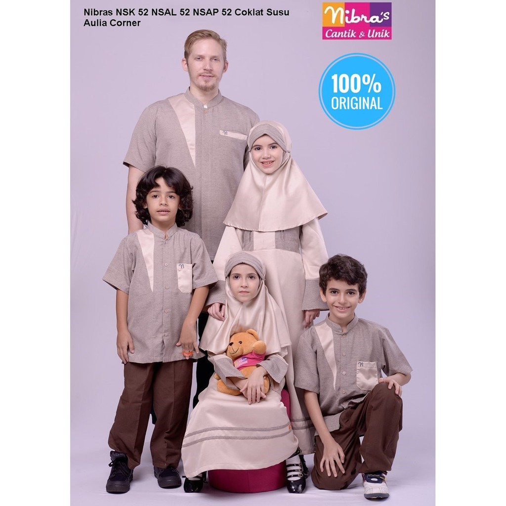 PROMO TERMURAH Baju Muslim Lebaran Nibras Koko Ayah NSK 52 Anak NSAL 52 NSAP 52 Coklat Susu