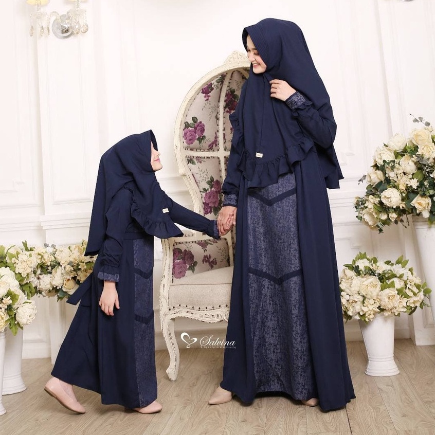 Salvina Hijab Sarimbit Gamis Raya Luxury Quality Premium Syari'i - Couple Ibu Anak - Gamis Anak