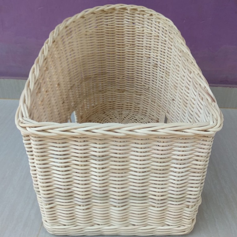 keranjang rotan sepeda belakang  unik penyimpanan serbaguna 45x30x35 cm