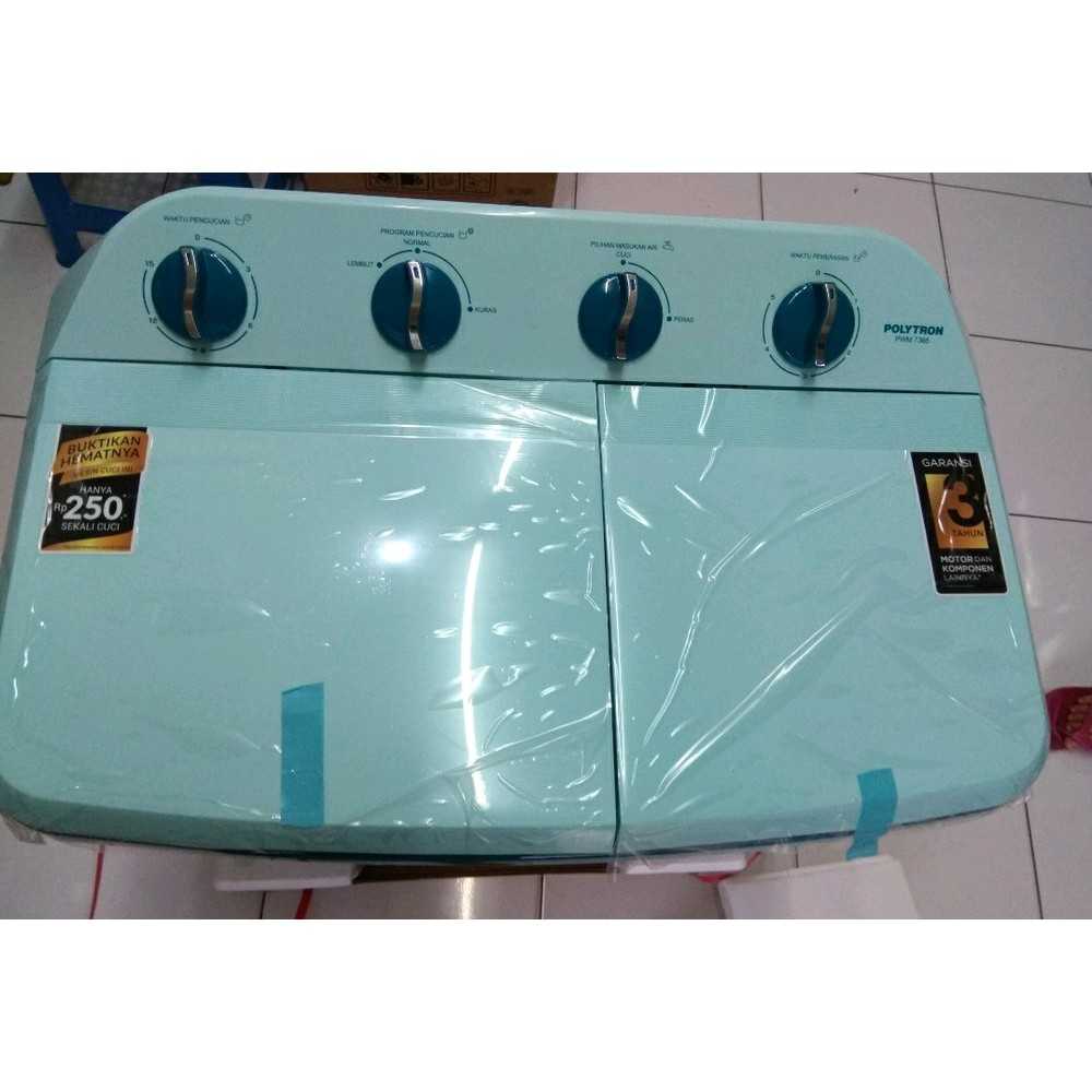 POLYTRON PWM-7363 Mesin Cuci 2 Tabung 7 Kg PWM7363 Garansi Resmi 3 Thn