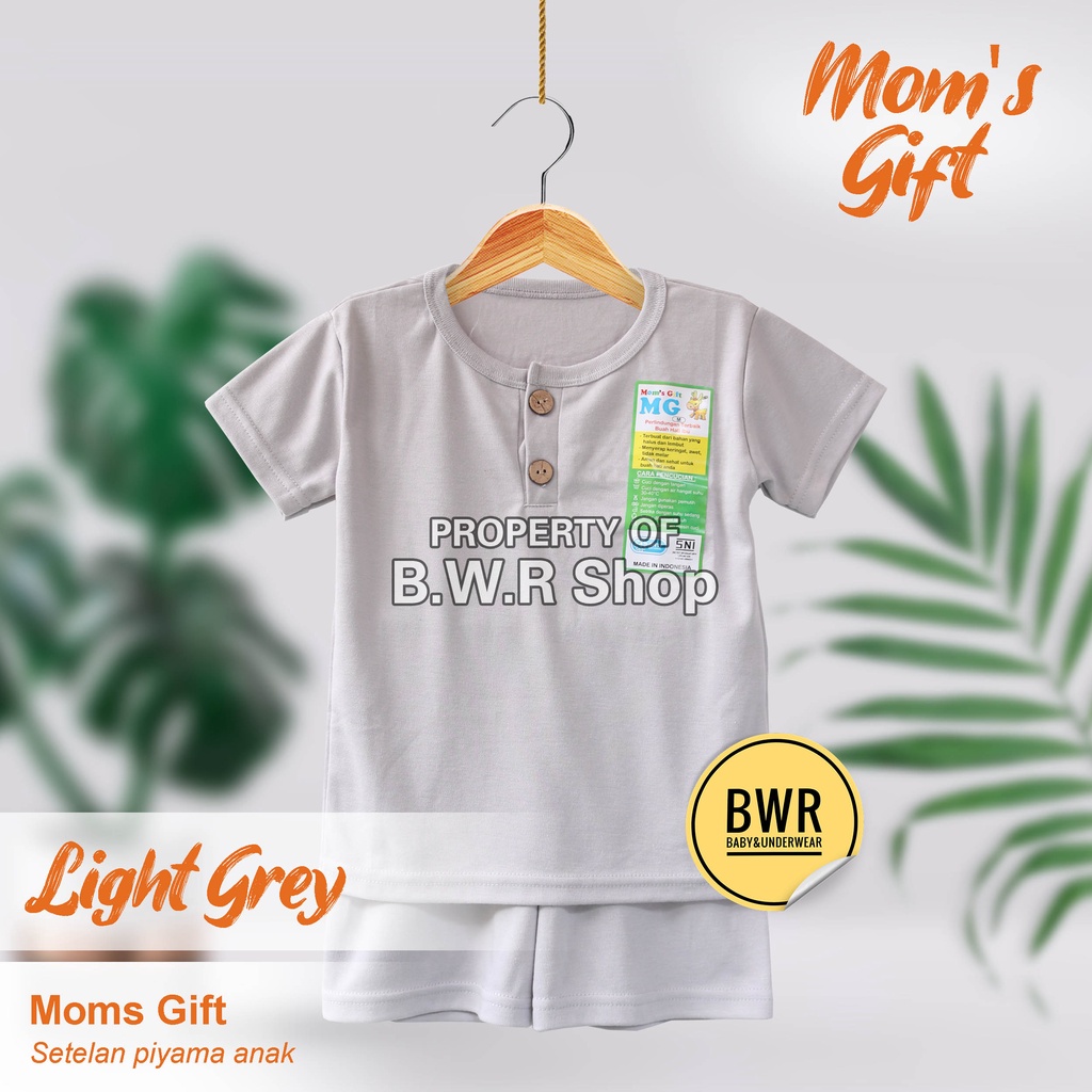 Setelan Moms Gift PENDEK POLOS Celestial Colorful / Colorwood Piyama Anak Unisex Kancing  Warna Polos | Bwr