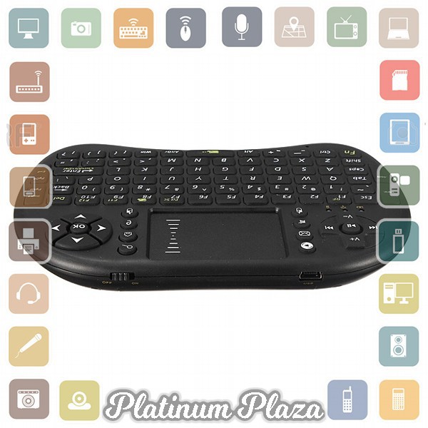 Keyboard Wireless 2.4GHz dengan Touch Pad &amp; Fungsi Mouse - Black`6R5NJE-