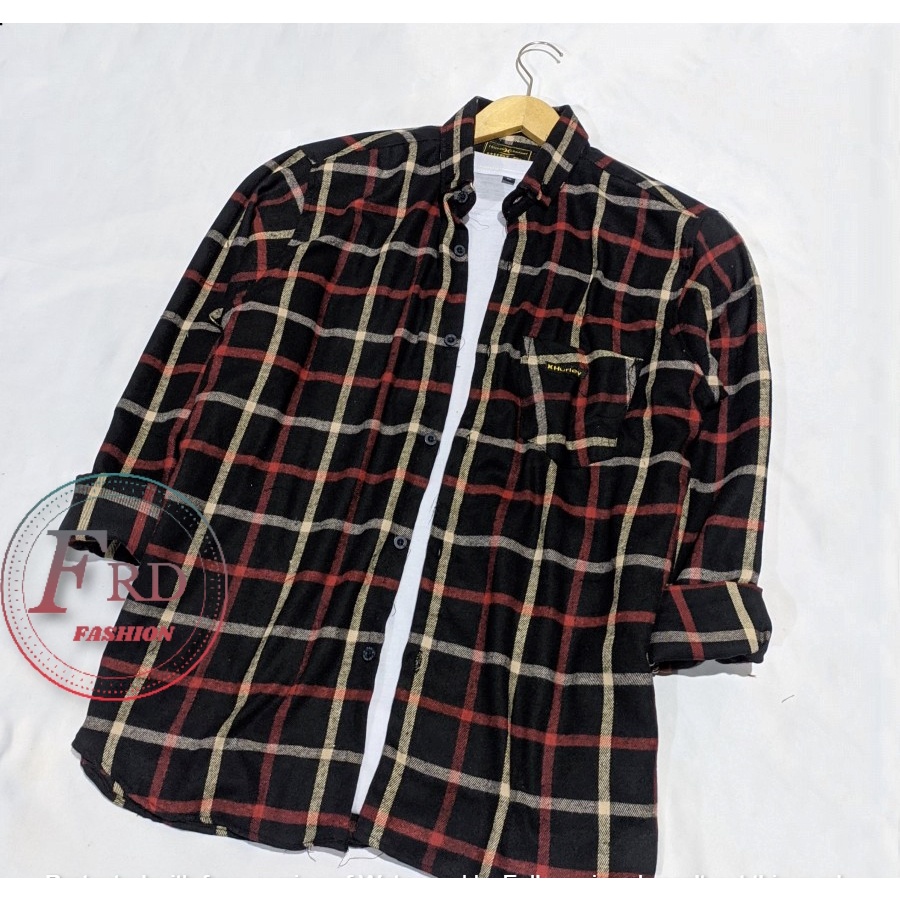 Kemeja flanel impor lengan panjang pria wanita premium distro | HOT PRODUK Unisex Basic Polos Panjang Hitam Terbaru 2022 Motif Kotak Kotak OVERSIZE TARTAN SHIRT GUILEN CHELSEA Gori Black Berkualitas