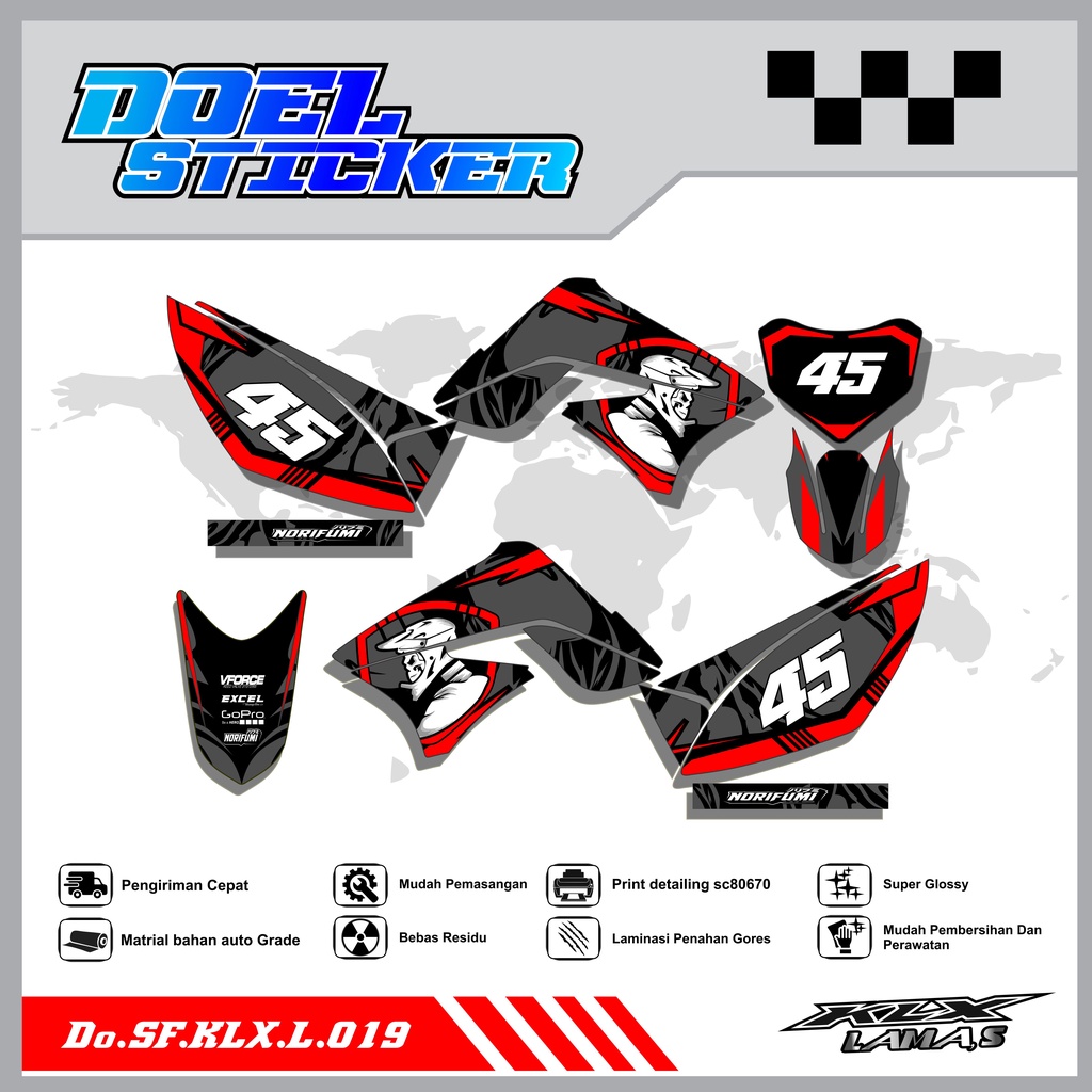 Sticker Striping Honda KLX L , S Lama List Variasi Hologram , Crome Doel 019