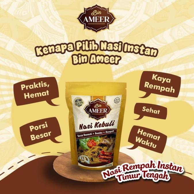 

Nasi Rempah Instan Timur Tengah Bin Ameer ( Beras Basmati plus Bumbu ) Sae