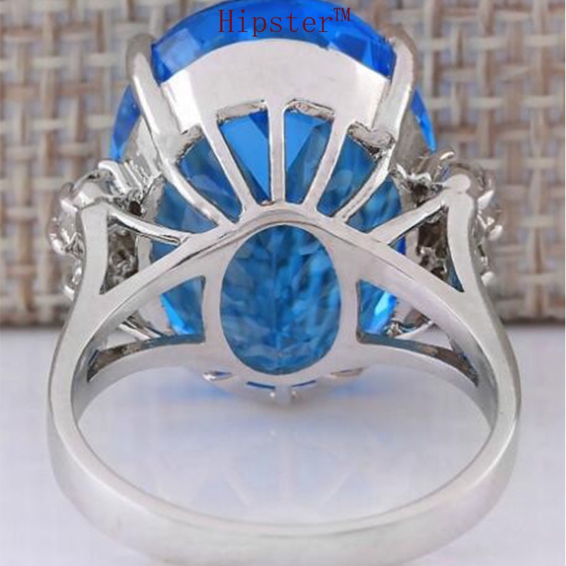 Hot Sale Fashion Simple Luxury round Inlaid Sapphire Ring