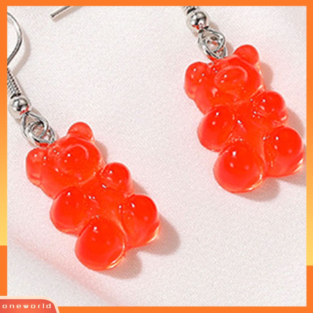 1 Pasang Anting Stud Desain Teddy Bear Bahan Resin Untuk Dekorasi