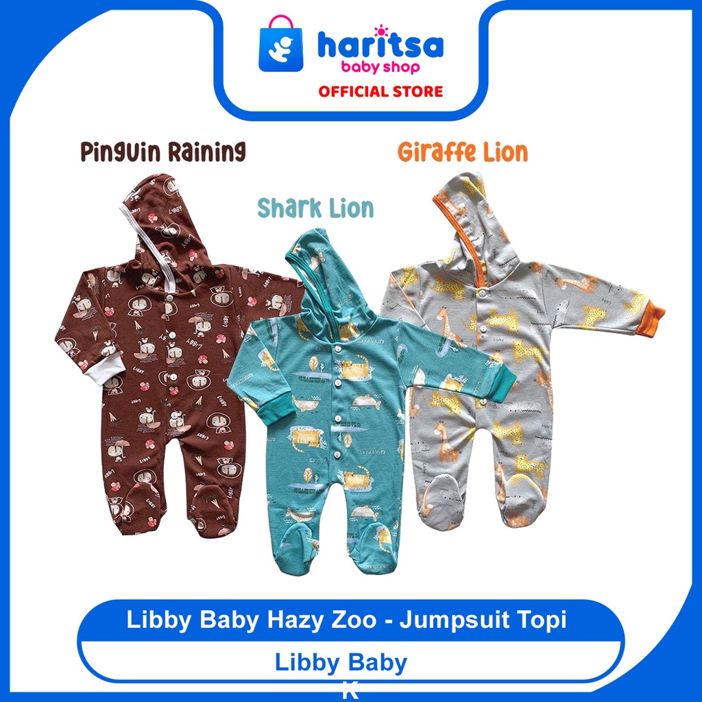 Libby Baby Meadow Land, Hazy Zoo Jumpsuit Topi Tutup Kaki/sleepsuit bayi