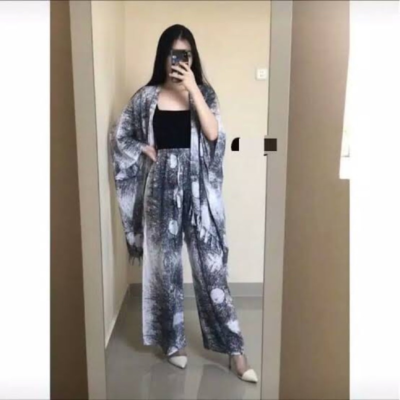 SETELAN CARDIGAN KULOT MOTIF AKAR BALI/ONE SET BALI