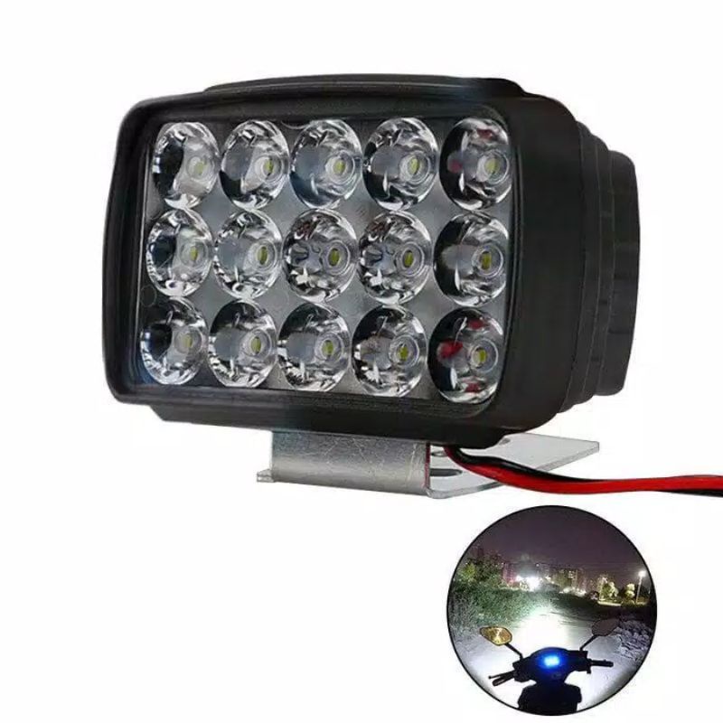 Lampu Tembak Sorot CWL LED 15 Mata Motor Mobil Super Terang