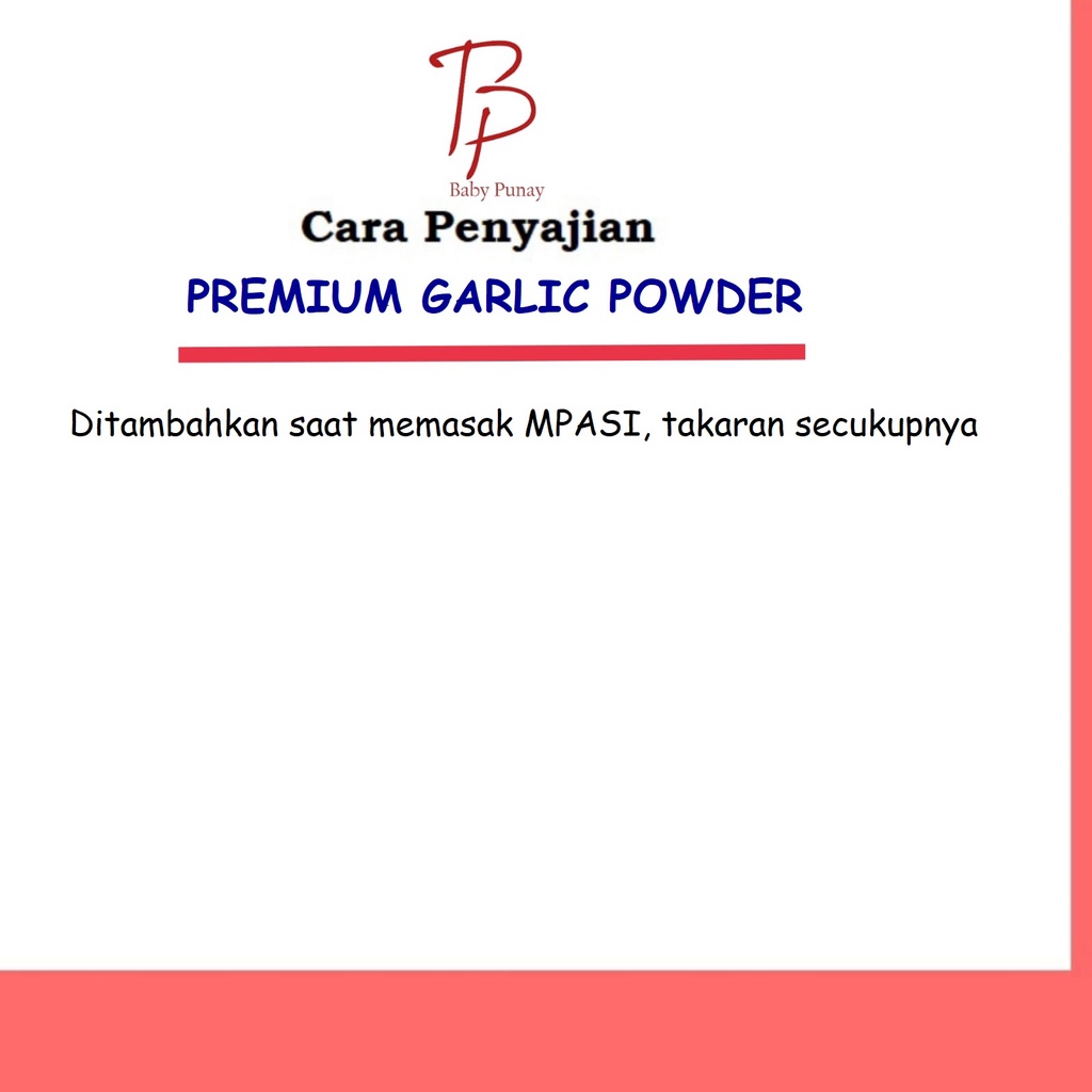 PREMIUM GARLIC POWDER 20GR | BAWANG PUTIH BUBUK MPASI | BUMBU MPASI BAYI | KALDU MPASI BAYI