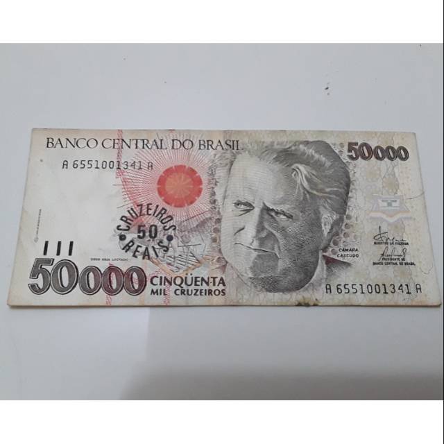 Uang kuno brasil 50000 cruzeiros 1993 brazil