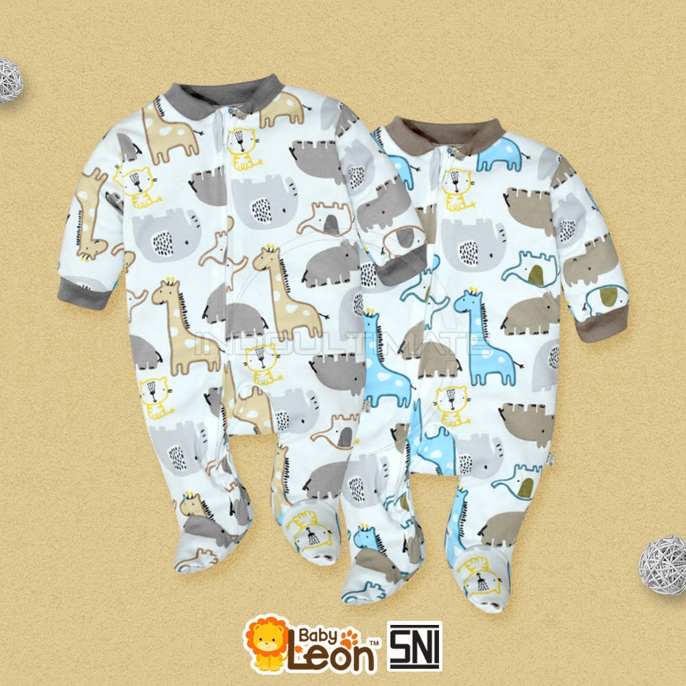 1Pcs  ZOO SERIES BABY LEON DS-119 Jumpsuit Bayi Kaki Tertutup Jumper Bayi Newborn (0-3 Bulan) Baby Sleepsuit Baju Tidur Bayi Jumpsuit Panjang Kaki Tutup Pakaian Bayi