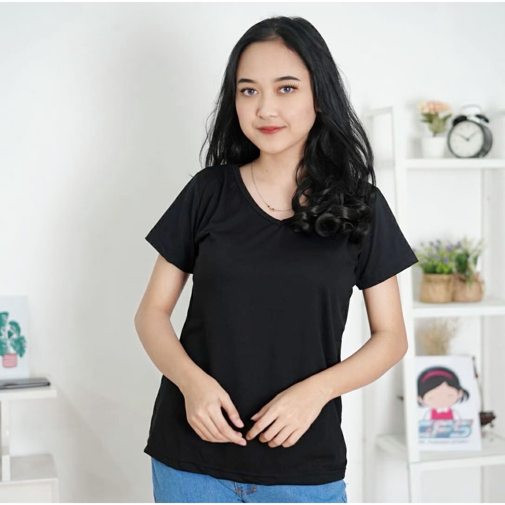 BEFAST - ZFS OOTD Wanita Kaos HYUNA / VNECK SPANDEK GQ ATASAN WANITA / KAOS POLOS BASIC VNECK PENDEK XL / Atasan Lengan Pendek Wanita / Kaos Santai/Rumahan / Baju Polos Oblong / Termurah / Terlaris