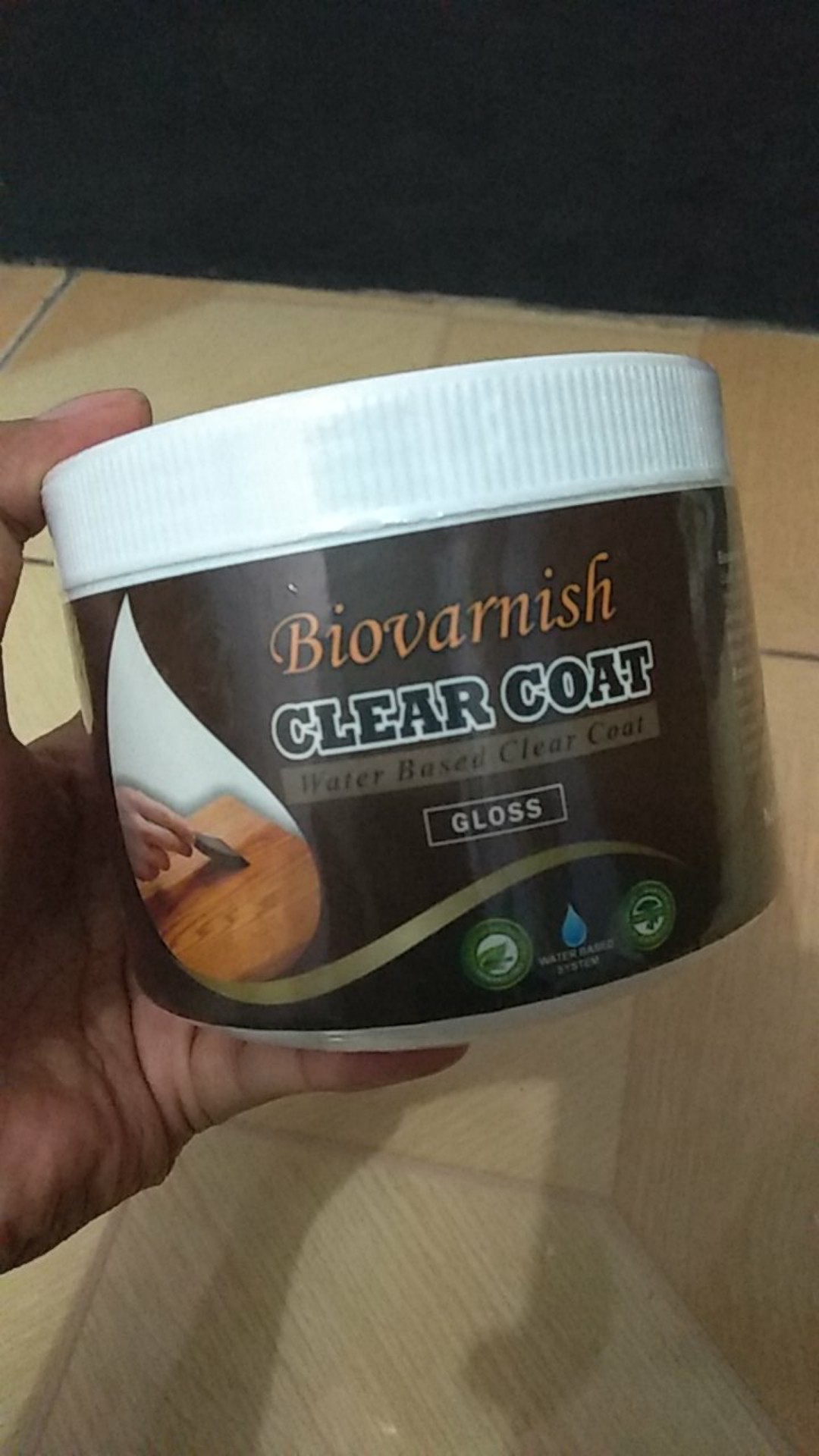 Finishing Kayu Waterbased Biovarnish Clearcoat Gloss Kemasan Mini Can