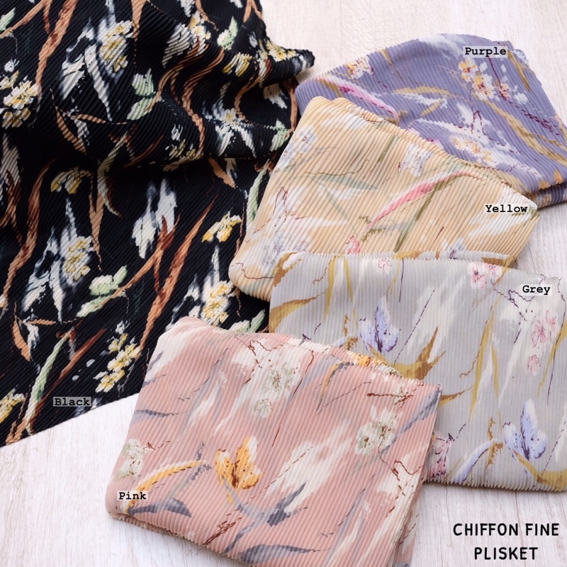 {PLISKET} HIJAB MOTIF SEGIEMPAT - KERUDUNG SEGIEMPAT CHIFFON VINE -CHIFFON MOTIF - 001 PLISKET