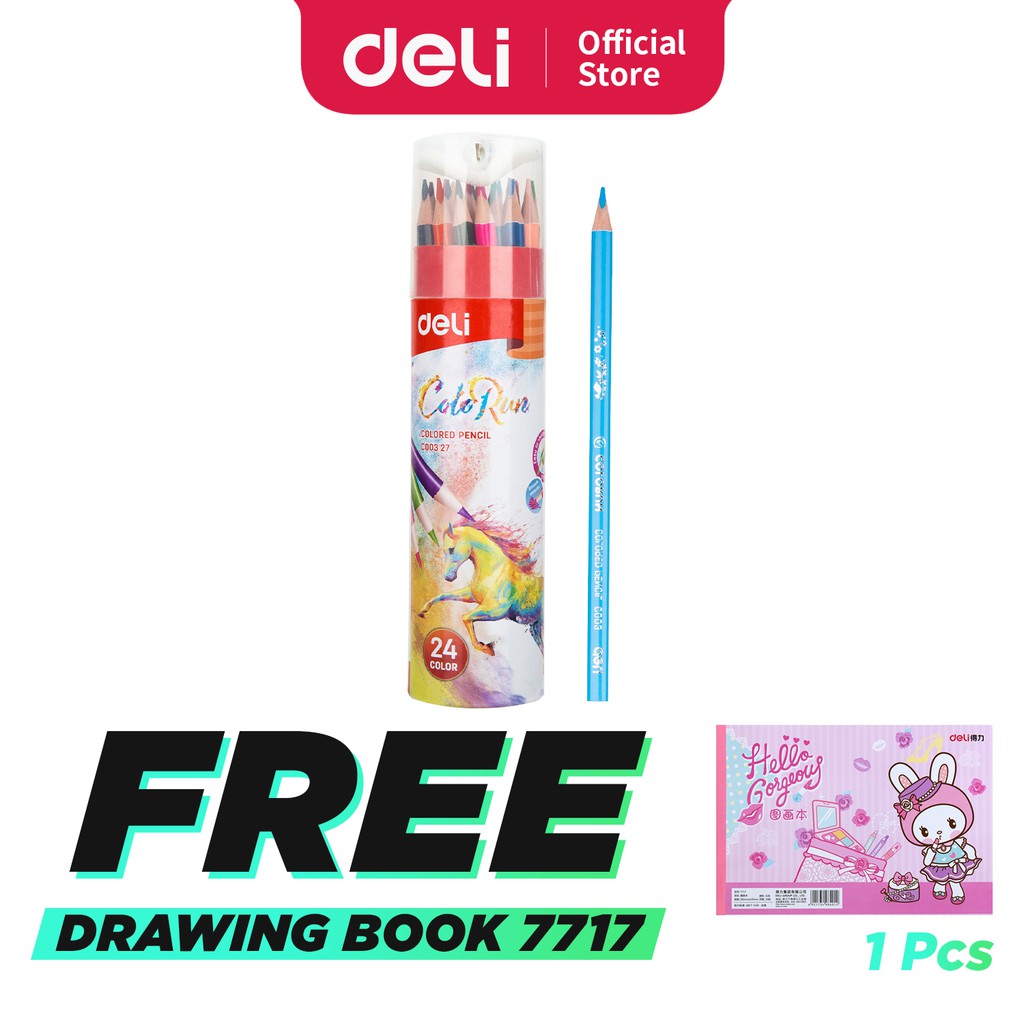 

Deli Pensil Warna 24 Warna dengan Bonus Rautan Pensil pada box EC00327