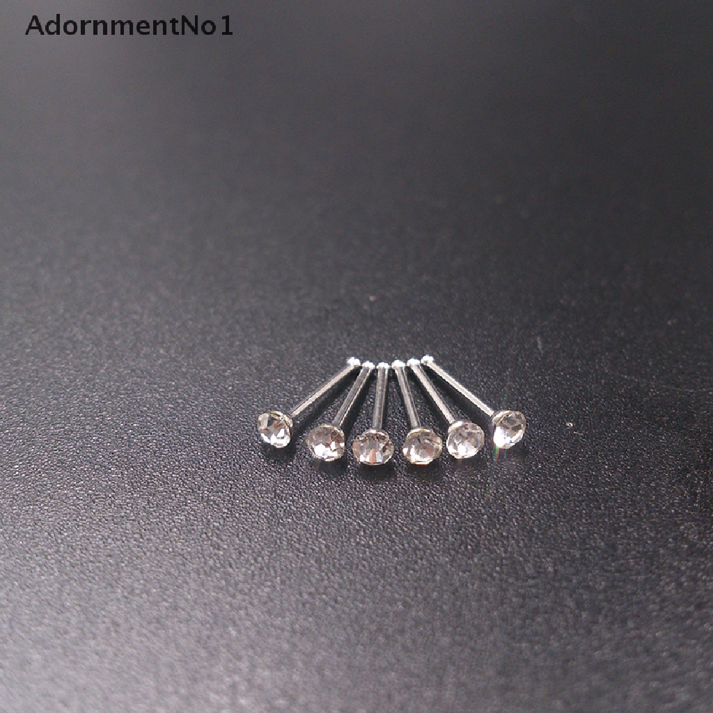 (AdornmentNo1) 60pcs / Set Anting Tindik Hidung Aksen Kristal + Berlian Imitasi Bahan Stainless Steel Untuk Wanita