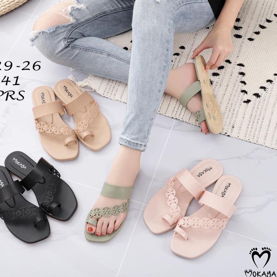 ♫ Sandal Jepit Jelly Wanita Slip Jempol Ban Tory Circle Cantik Elegant Import Mokaya / Size 37-41 (L