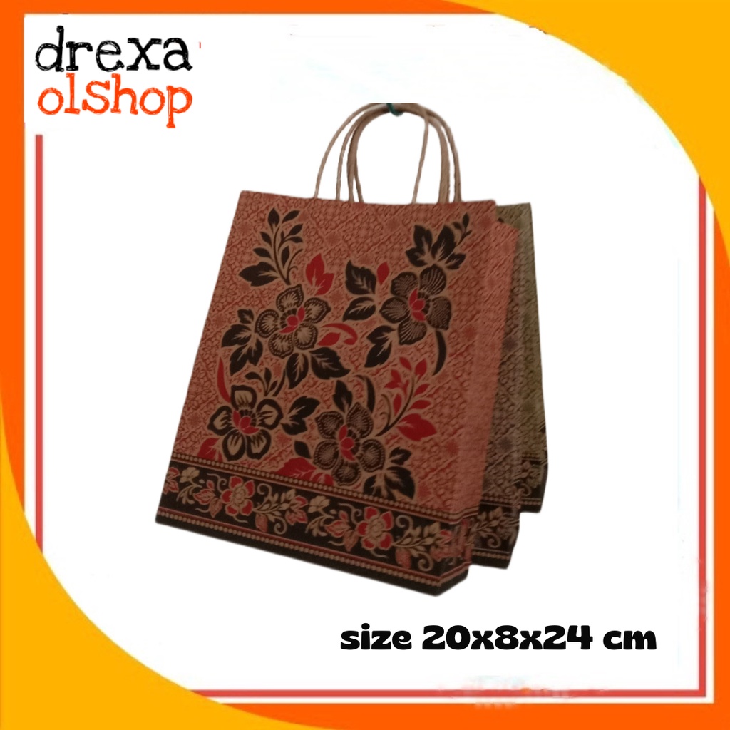 

Paper bag kraft motif batik size 20x8x24 cm