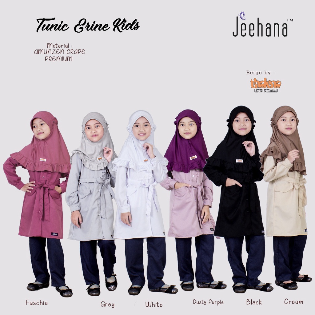 Tunik Erin Kids (hanya atasan)/ Baju Tunik Atasan Polos Anak Perempuan Lengan Panjang/ Couple Atasan
