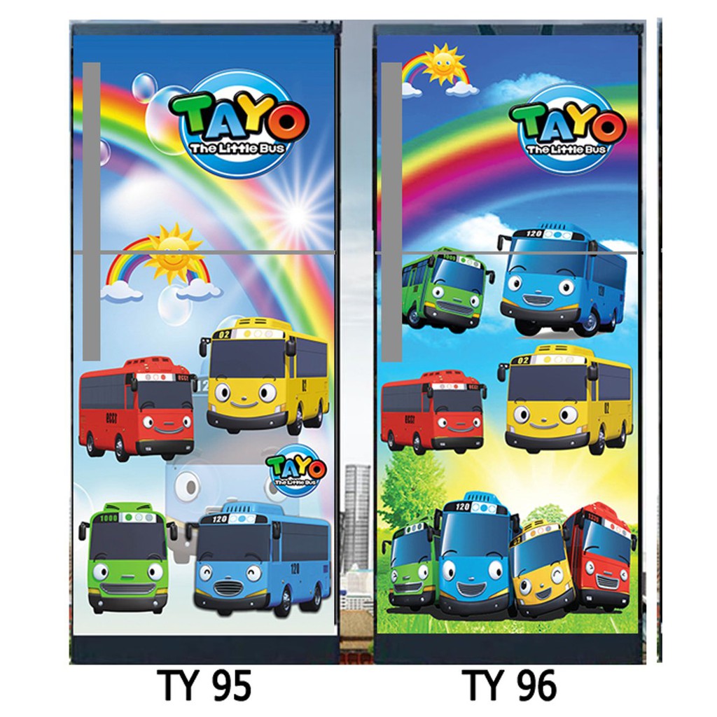 Variasi Stiker  kulkas 1 pintu / 2 pintu  / pintu kamar mandi motif tayo terbaru