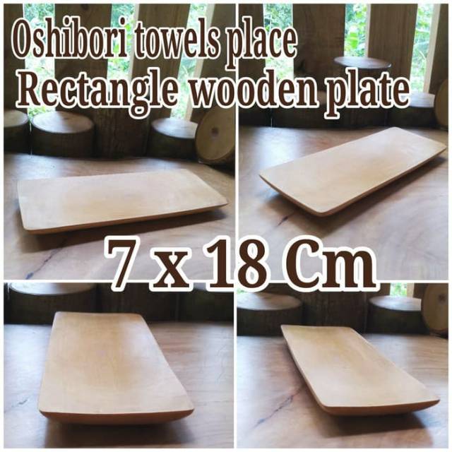 Oshibori towels place, wooden plate 7x18 cm piring kayu panjang nampan