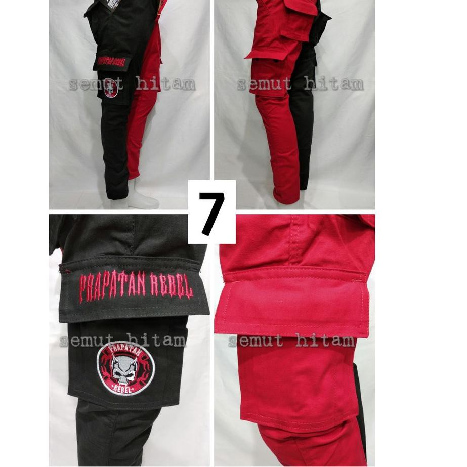 KKC Celana Panjang Cargo / Kempol Panjang Alpina / Alpin / Alvin / Punk Warna Hitam Merah Prapatan R