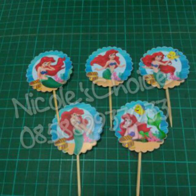 

Cupcake toppers ariel mermaid sea Tusukan hiasan kue ulang tahun pemeriah pesta Birthday party