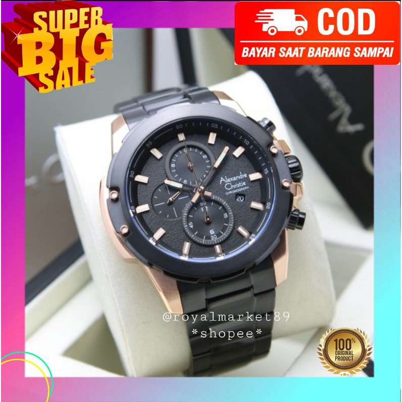 [WARNA LAIN DIGESER FOTONYA] ORI JAM TANGAN PRIA ALEXANDRE CHRISTIE CHRONO RANTAI STAINLESS STEEL AR