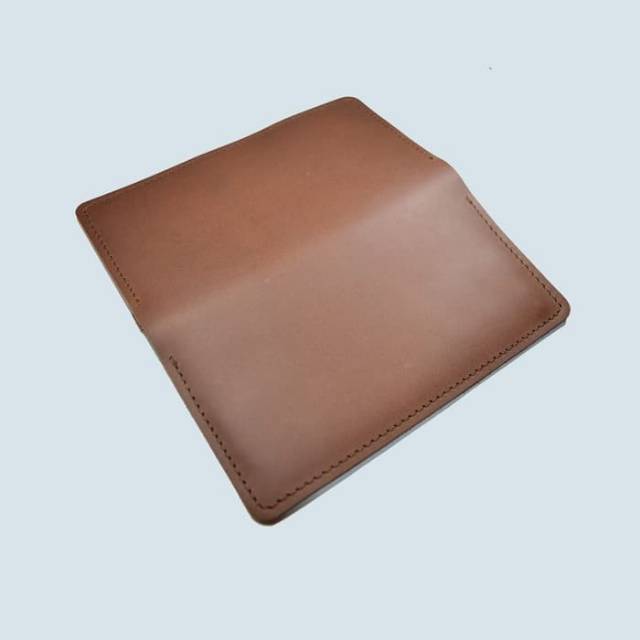 Dompet cewek panjang muat handphone kulit sapi asli warna coklat